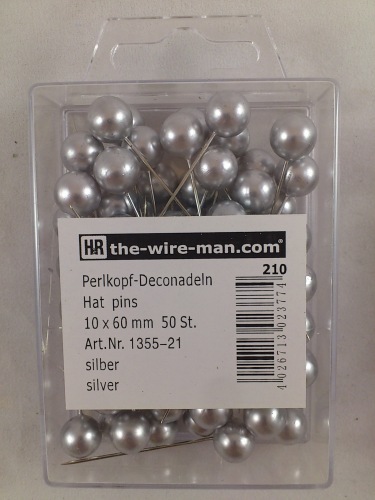 Farbigen Pins 10 mm 50 st. silber